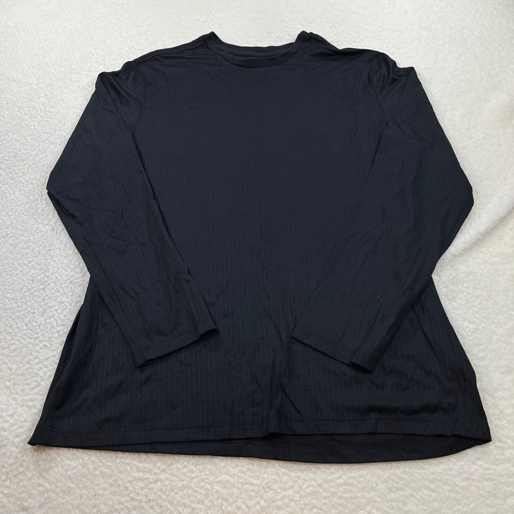 Croft & Barrow Shirt Mens 3XL Tall Black Easy Care Long Sleeve Ribbed Crewneck